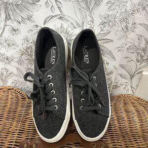 Lauren Ralph Lauren Jolie Wool Sneakers Women's Gray Shoes Size 8 Classic
